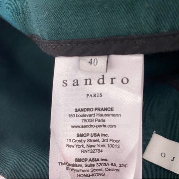 Sandro Paris Green High Rise Cotton Belted Pants Cropped Wide Leg size 40 US 8 - Picture 9 of 11